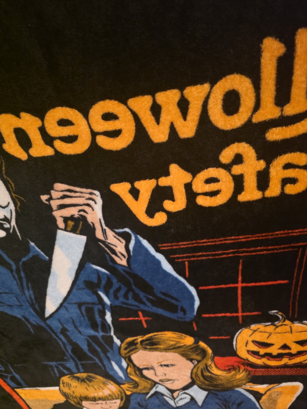 *HARD TO FIND* Creepy Co.Halloween Safety Black and Orange Holiday Throw Blanket